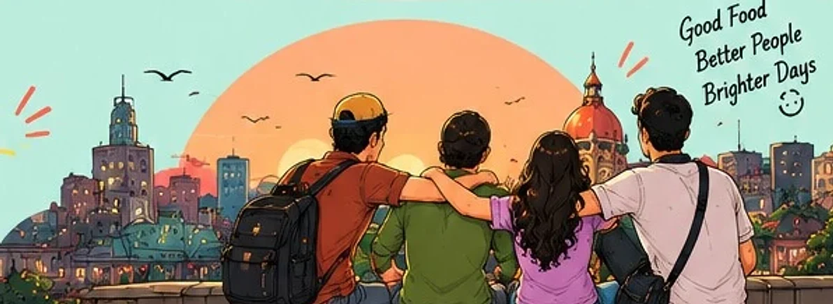 Friends sitting together watching the sunset